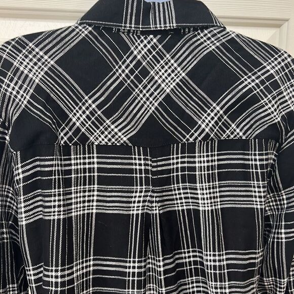 BLL Nyc Woman’s Large Black White Plaid Dress Button Front Tie Belt Pocket New - Picture 9 of 11